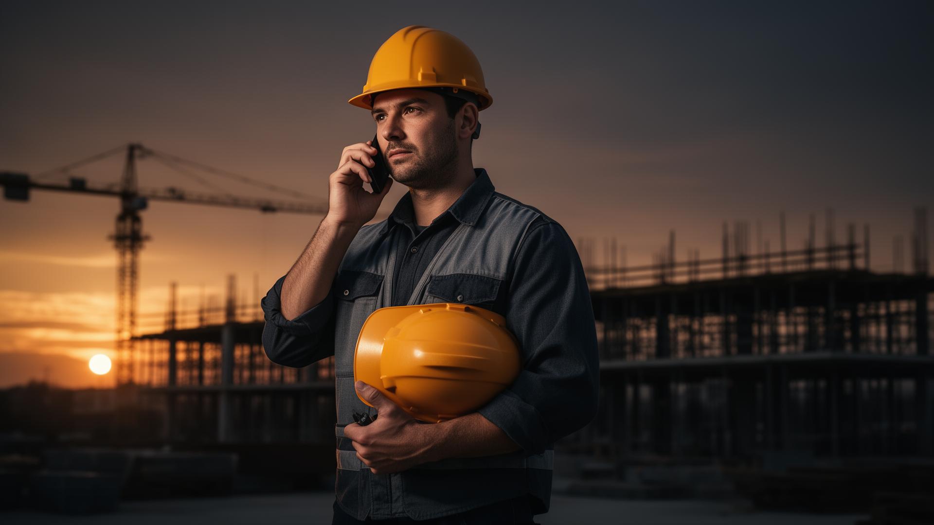 Contractor scheduling work on phone